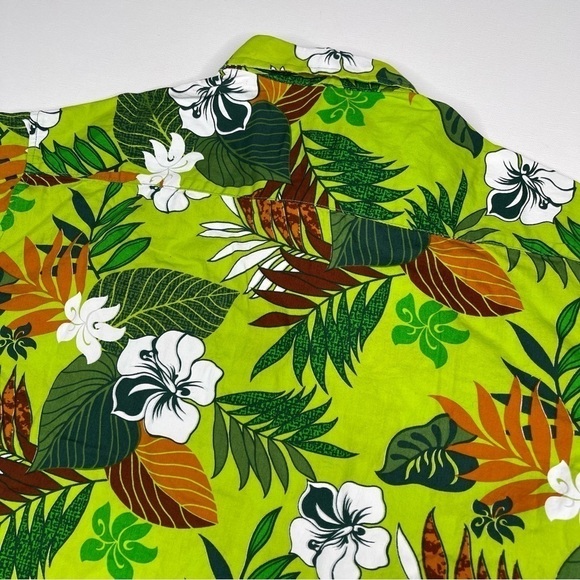 Vintage Aloha Shirt Hawaiian Button Green Beach Vacation Tropical Golf Fishing - Picture 9 of 12